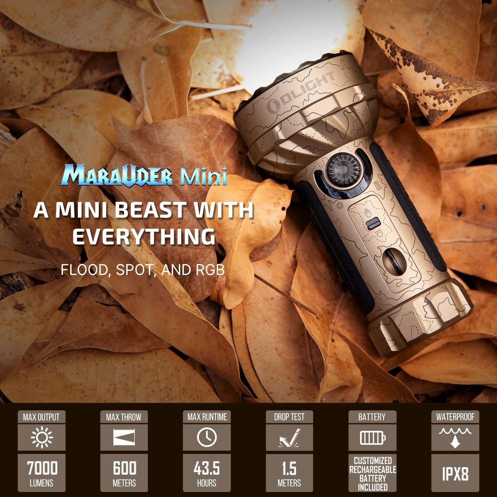 Marauder Mini Powerful LED Flashlight With RGB
